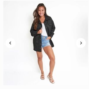 Elsie & Zoey Lennox Faux Suede Button Up  Shacket Size 2XL Black